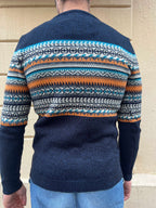 Orange and Navy Fair Isle Sweater