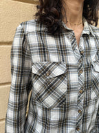 Neutral Plaid Button-Up Shirt