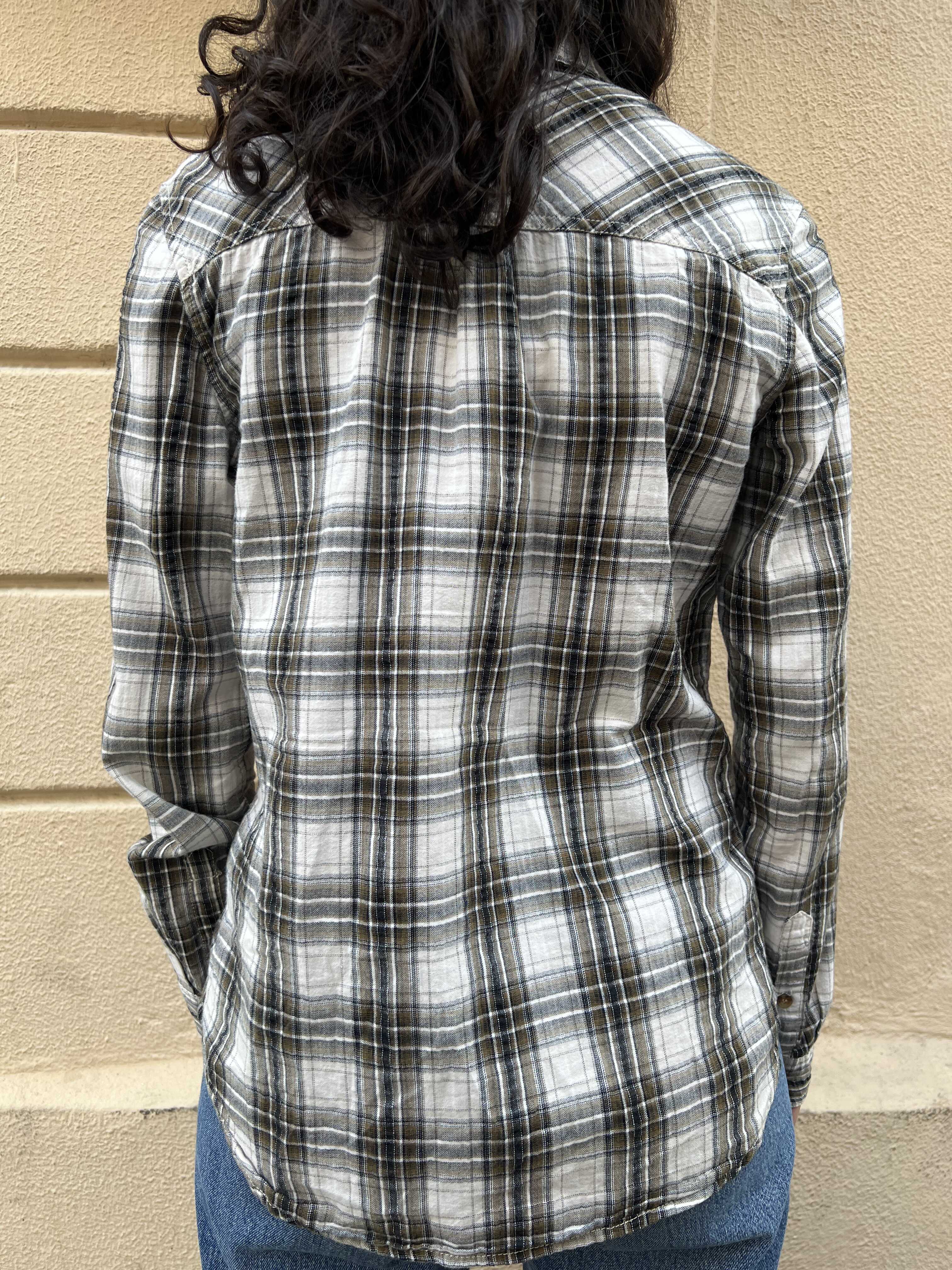 Neutral Plaid Button-Up Shirt