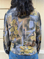 80s Abstract Floral Double-Breasted Blouse