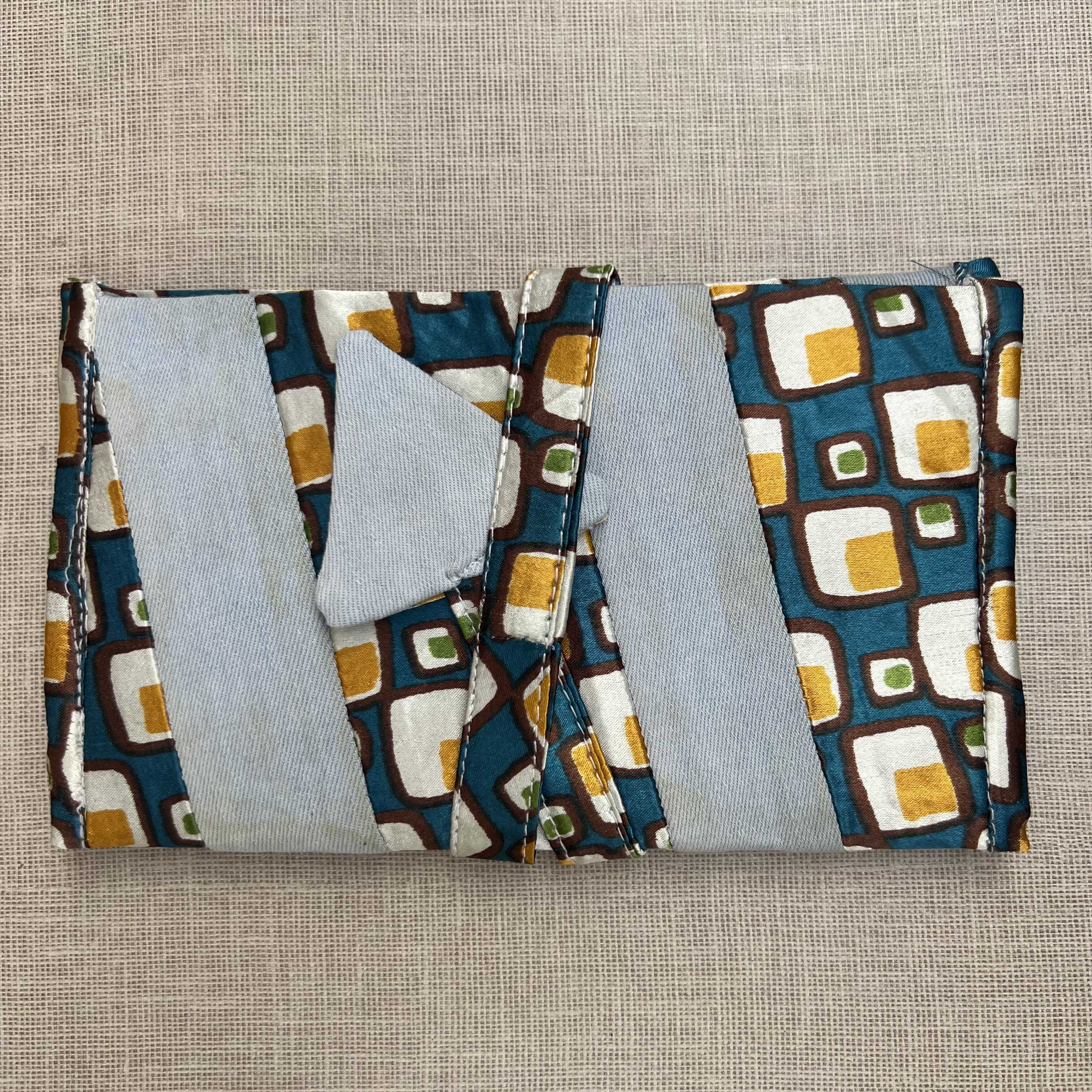 Retro Geometric Pattern & Denim Tobacco Pouch
