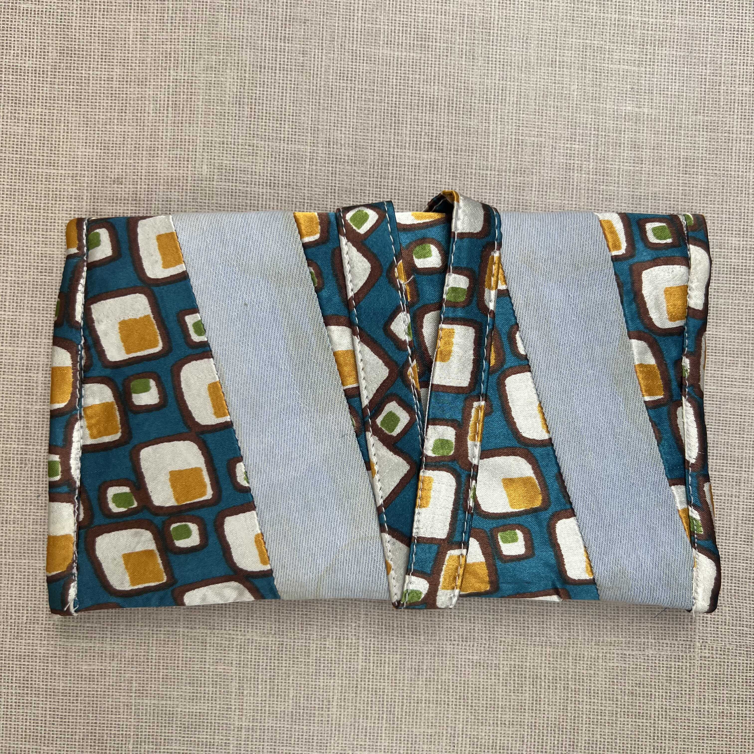 Retro Geometric Pattern & Denim Tobacco Pouch