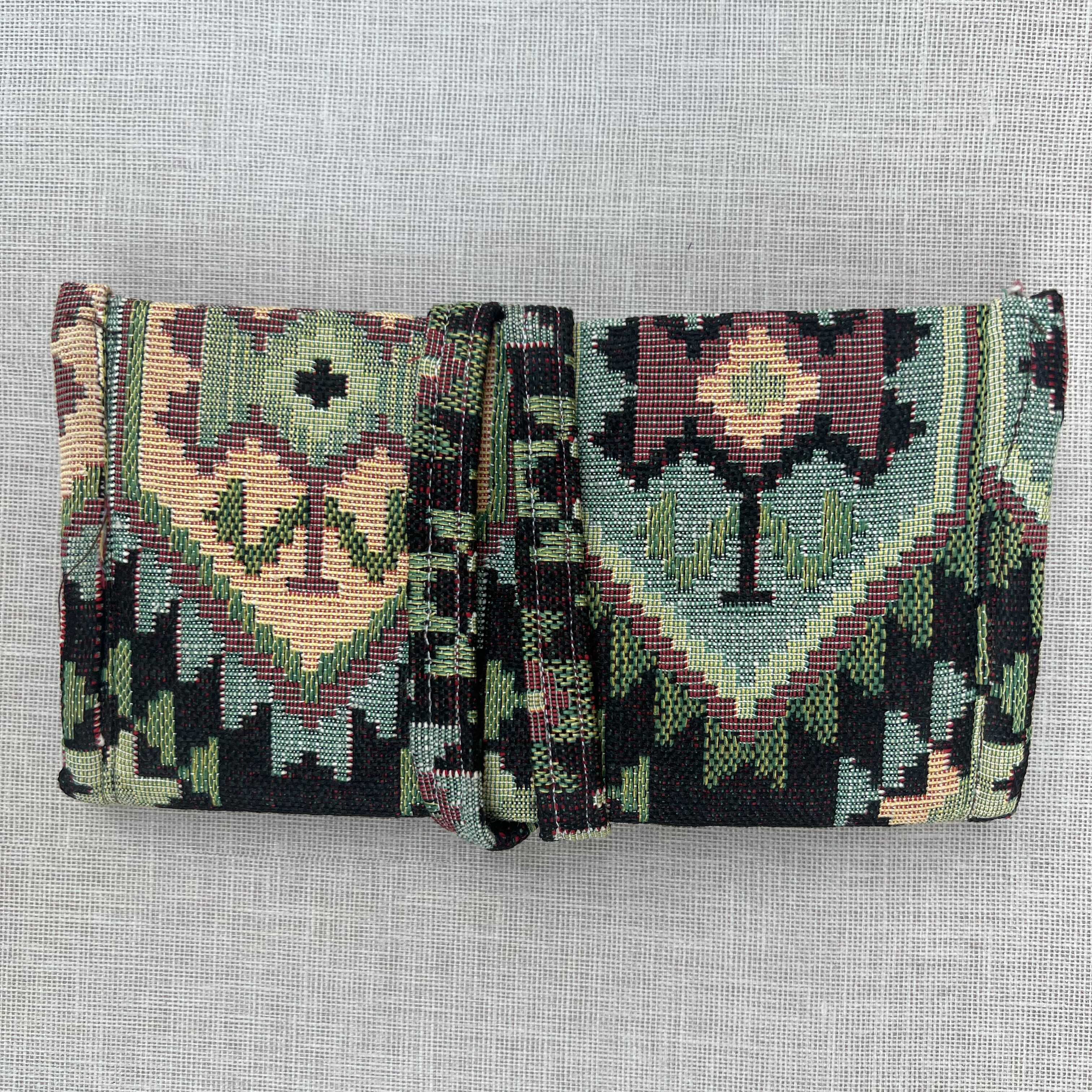 Green, Black & Earth Tone Geometric Tapestry Tobacco Pouch