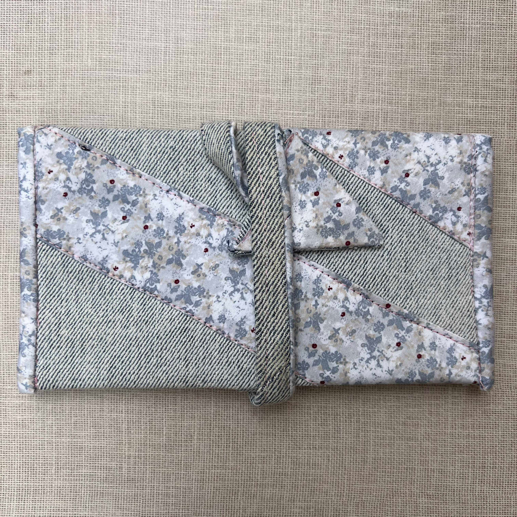 Light Gray Denim & Micro Floral Print Tobacco Pouch