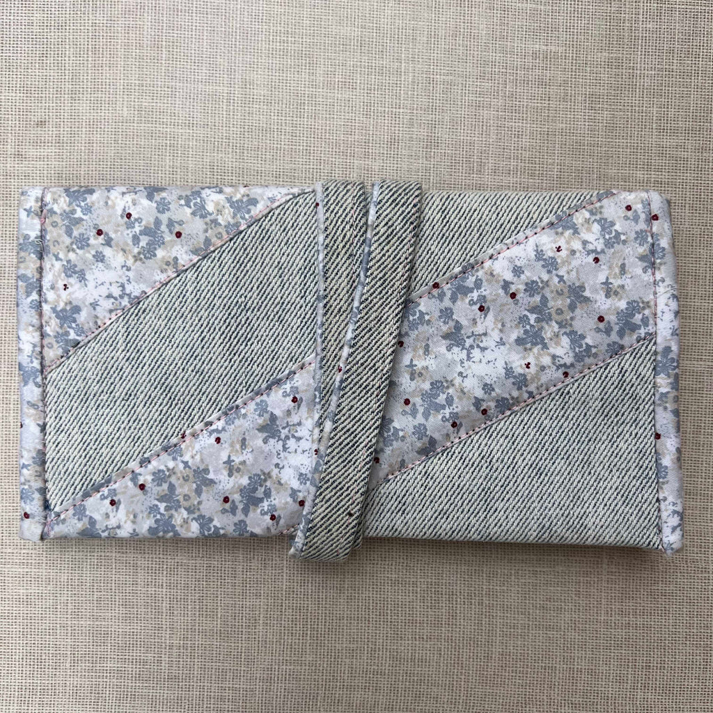 Light Gray Denim & Micro Floral Print Tobacco Pouch