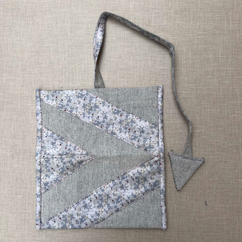 Light Gray Denim & Micro Floral Print Tobacco Pouch