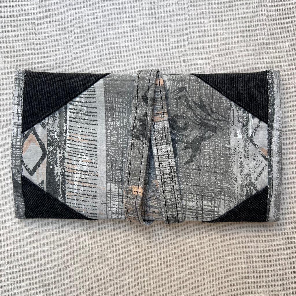 Upcycled Patterned Fabric with Black Denim Tobacco Pouch