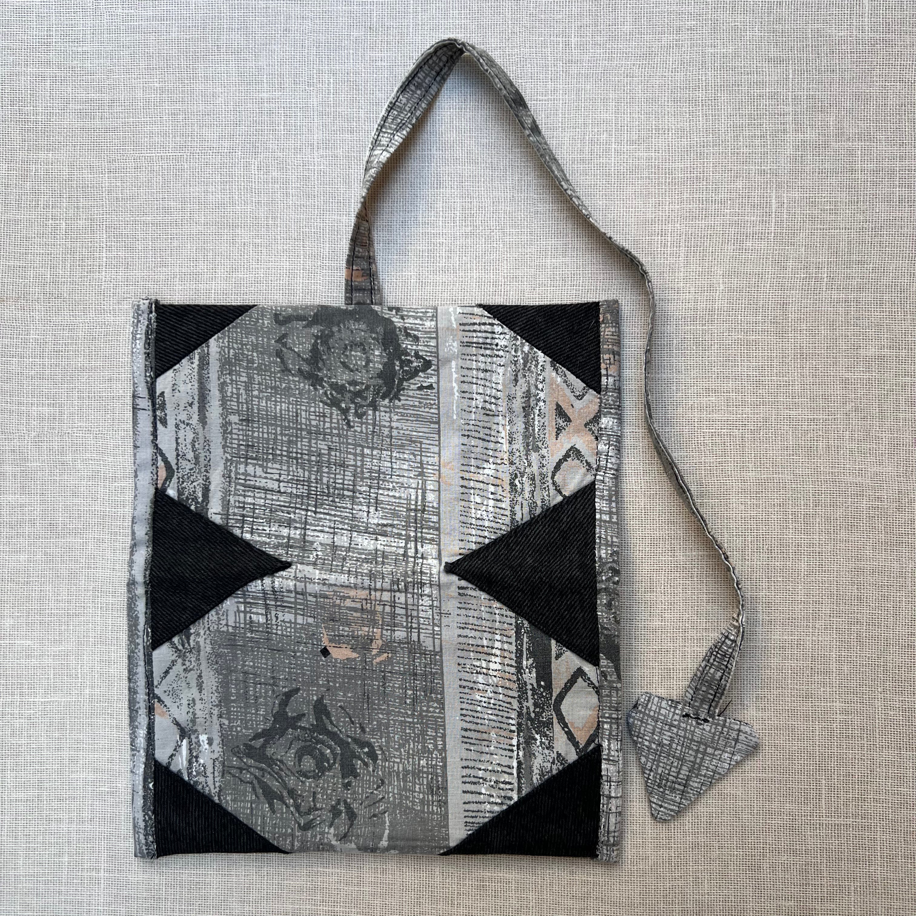 Upcycled Patterned Fabric with Black Denim Tobacco Pouch