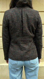 Dark Brown Multi-colored Tweed Blazer