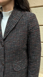 Dark Brown Multi-colored Tweed Blazer