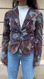 Vintage Floral Print Cropped Blazer