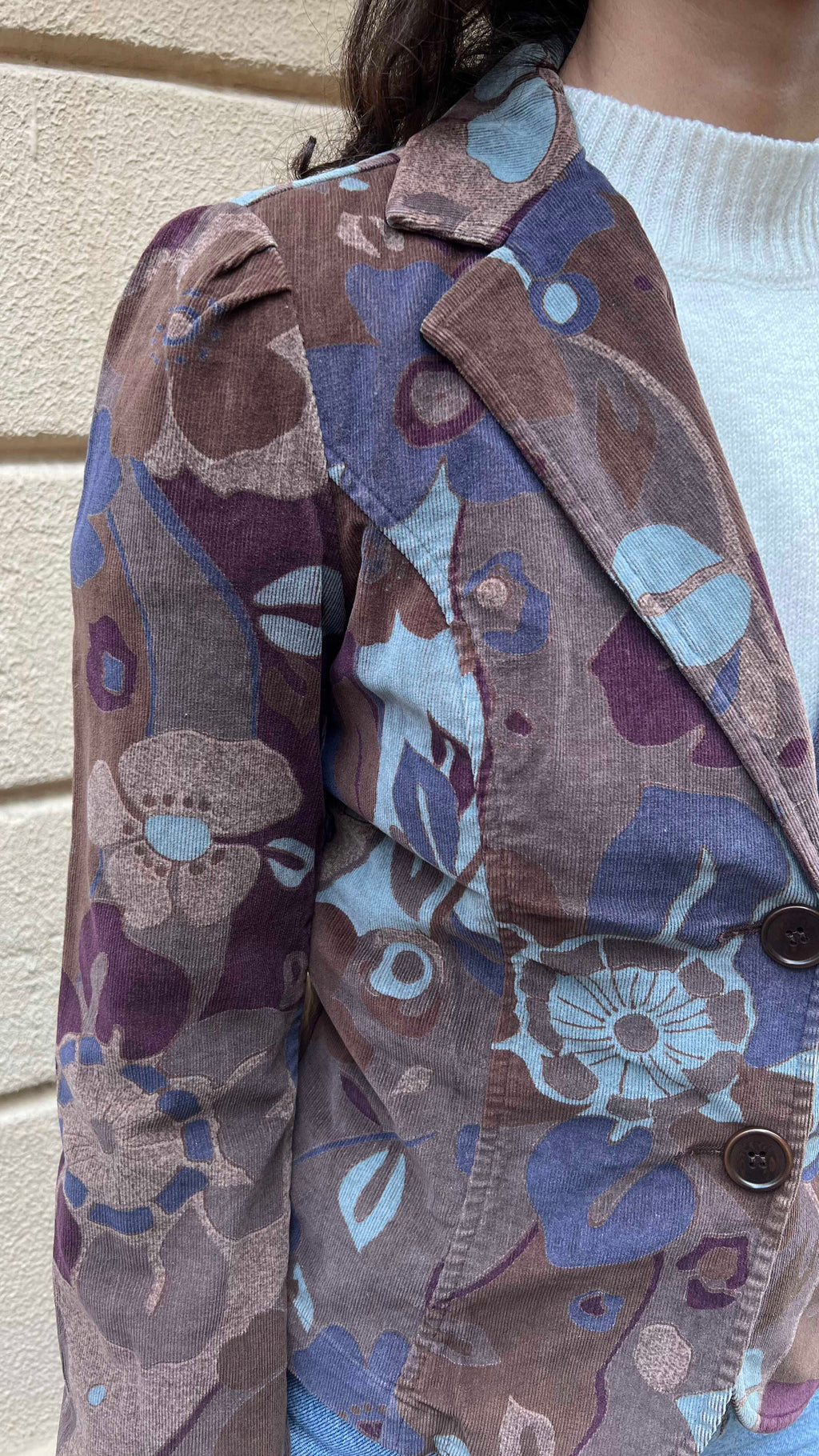 Vintage Floral Print Cropped Blazer