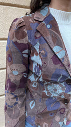 Vintage Floral Print Cropped Blazer