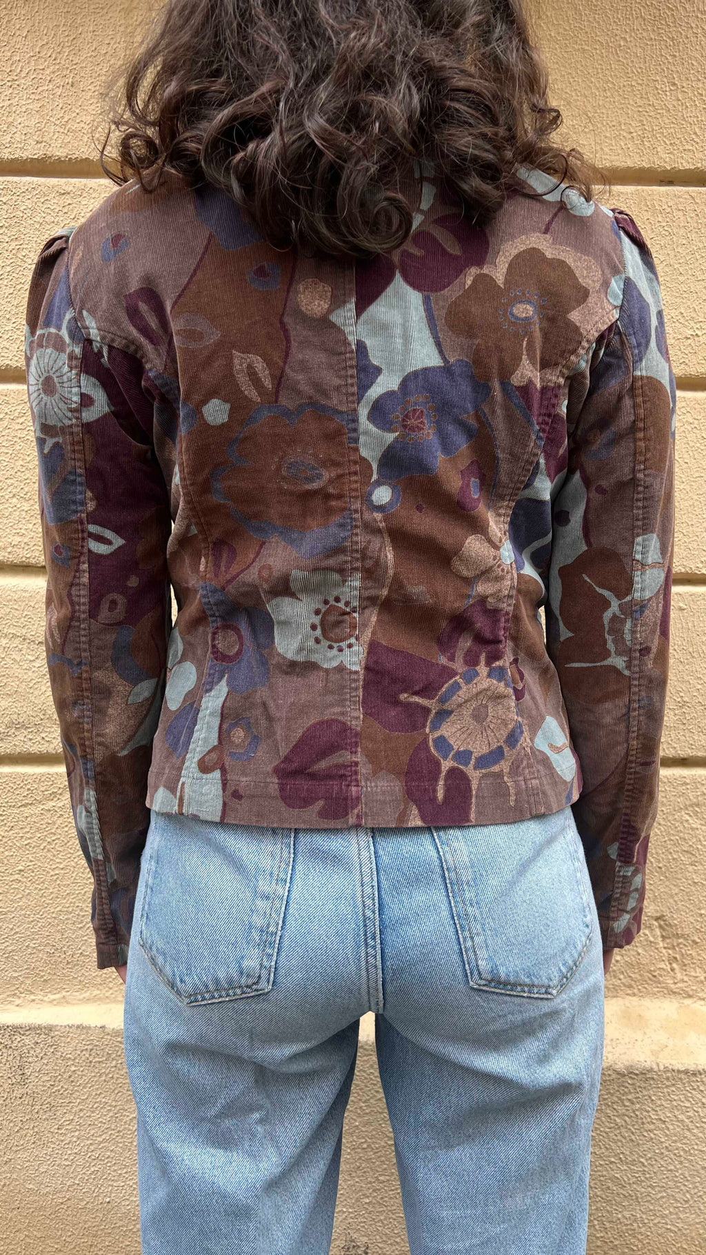 Vintage Floral Print Cropped Blazer