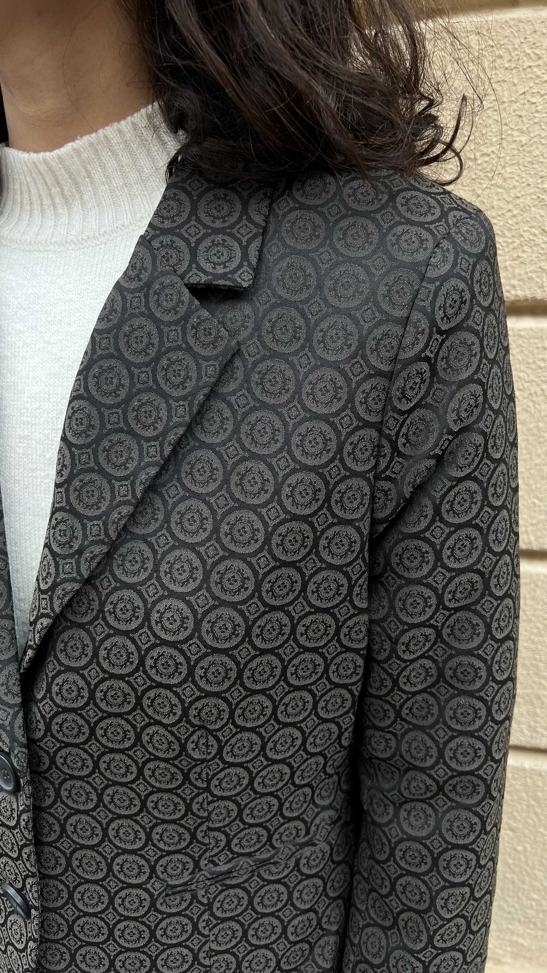 Black Medallion Print Blazer