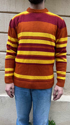 Orange and Yellow Striped Knitted Sweater