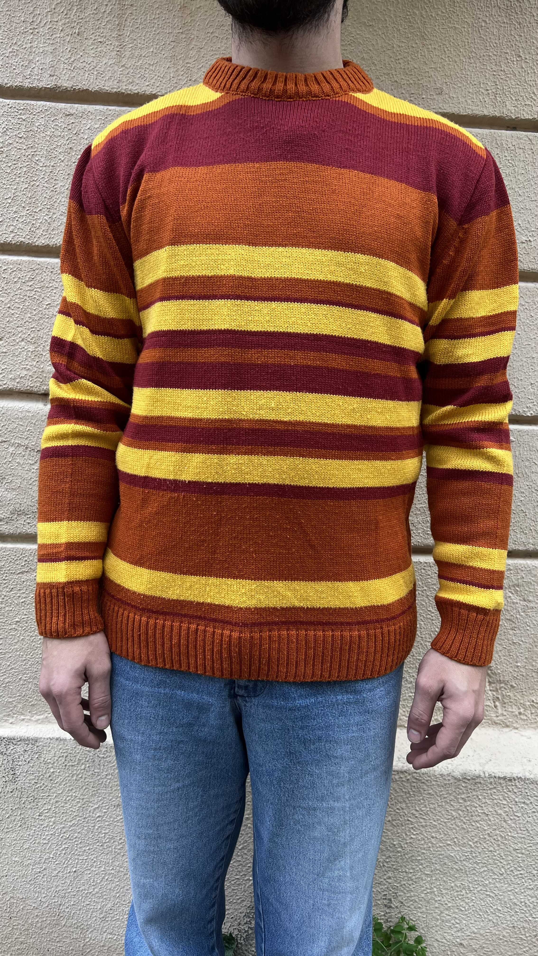 Orange and Yellow Striped Knitted Sweater