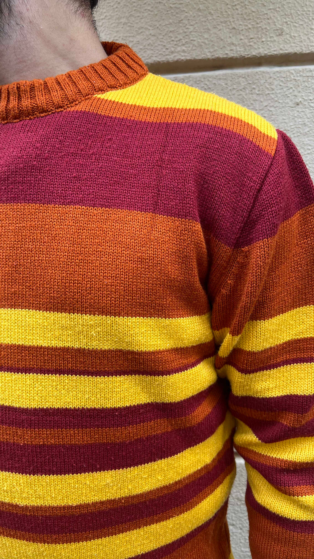Orange and Yellow Striped Knitted Sweater