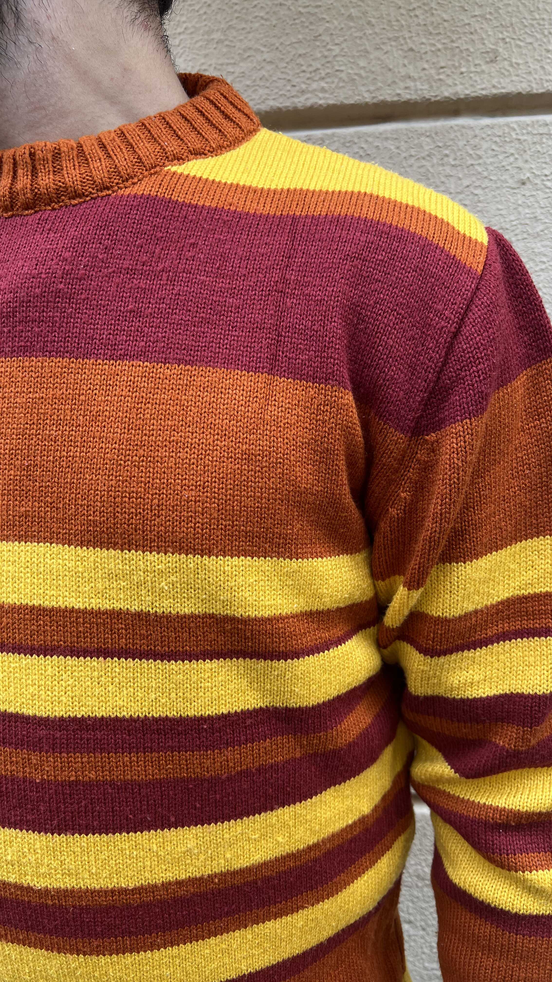 Orange and Yellow Striped Knitted Sweater