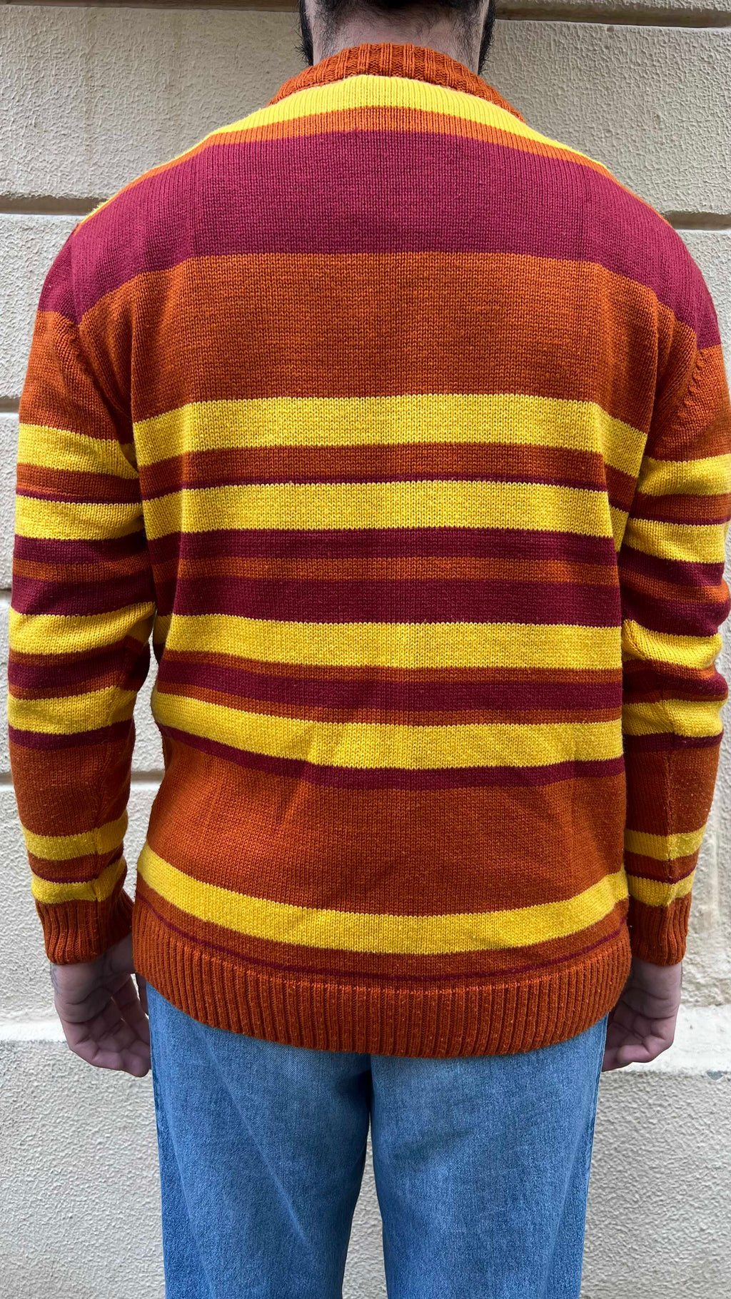 Orange and Yellow Striped Knitted Sweater