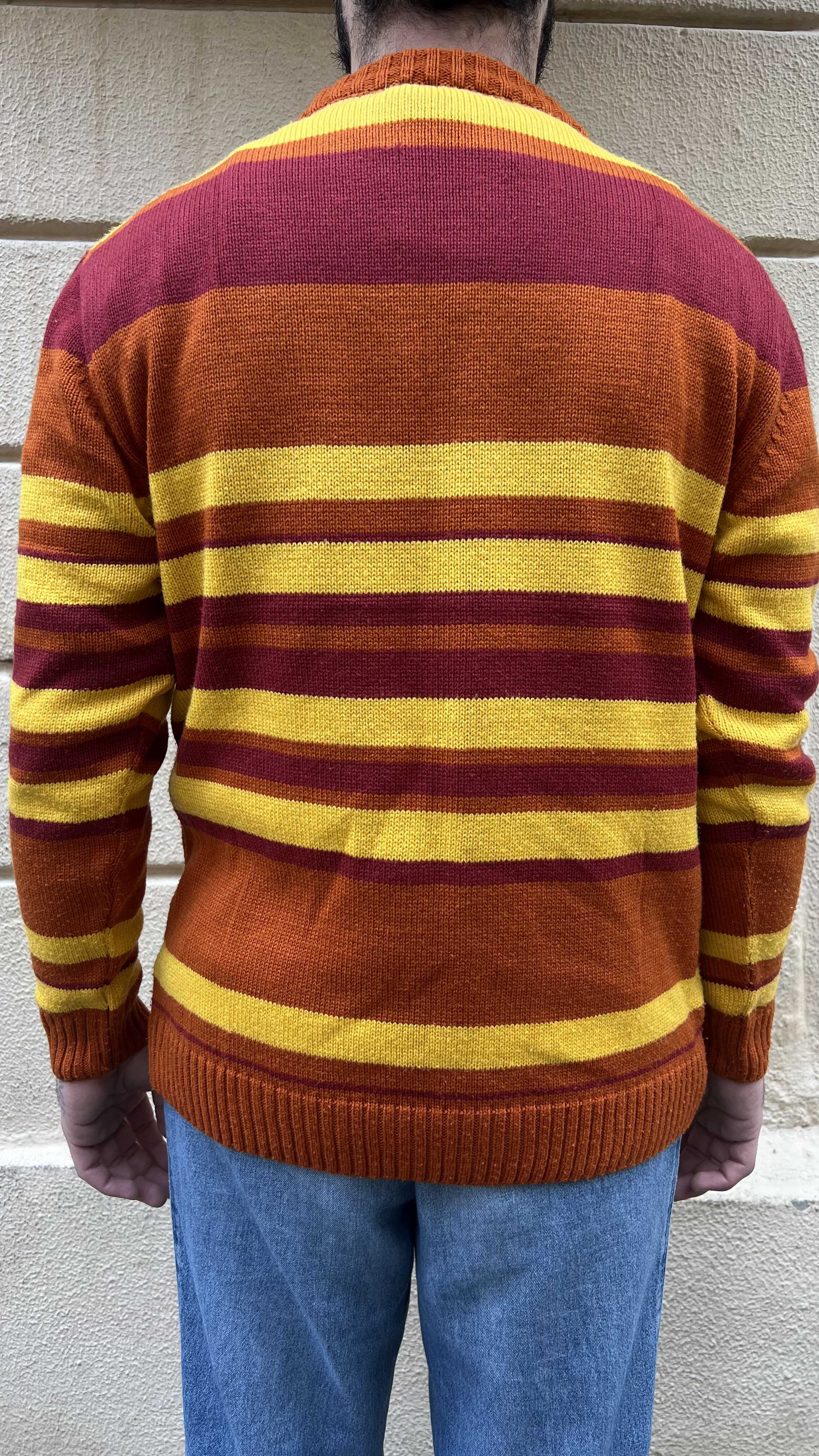 Orange and Yellow Striped Knitted Sweater