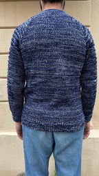 Blue and White Knitted Sweater