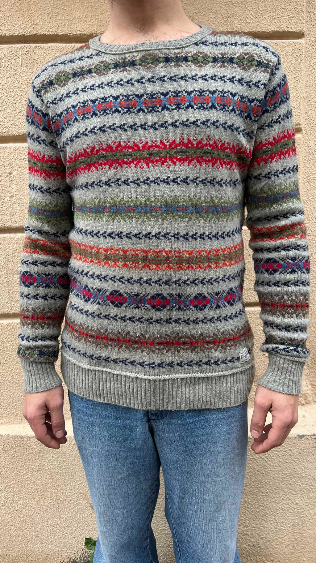 Colorful Patterned Knitted Sweater