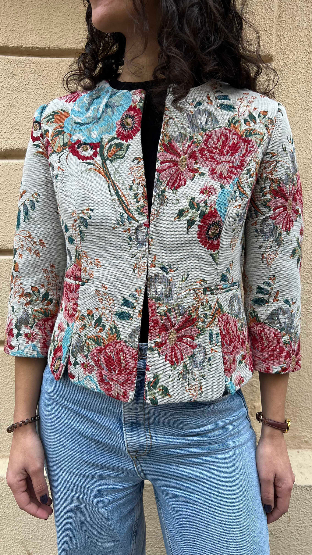 Vintage Floral Tapestry Blazer