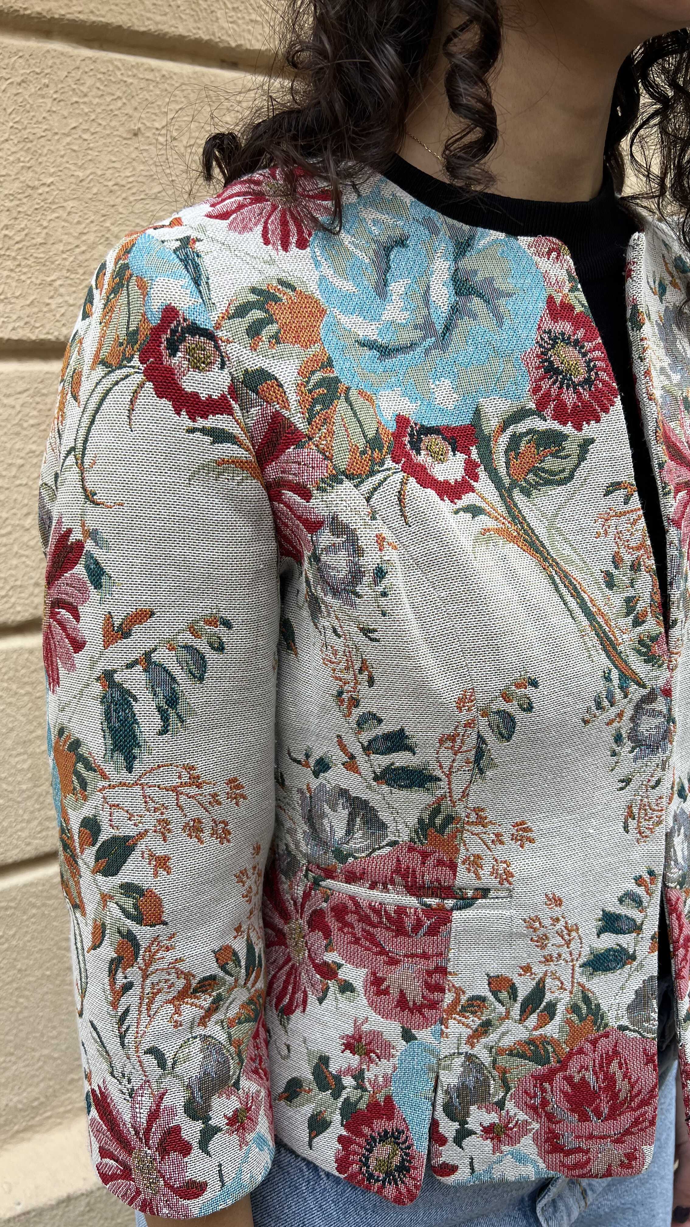 Vintage Floral Tapestry Blazer