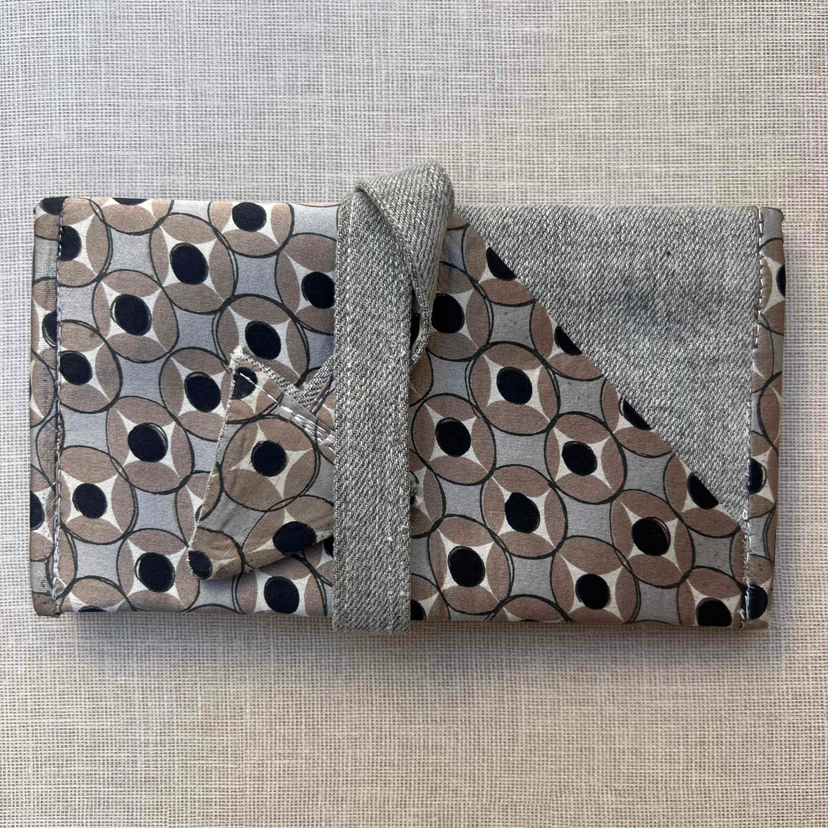 Denim & Retro Geometric Print Tobacco Pouch