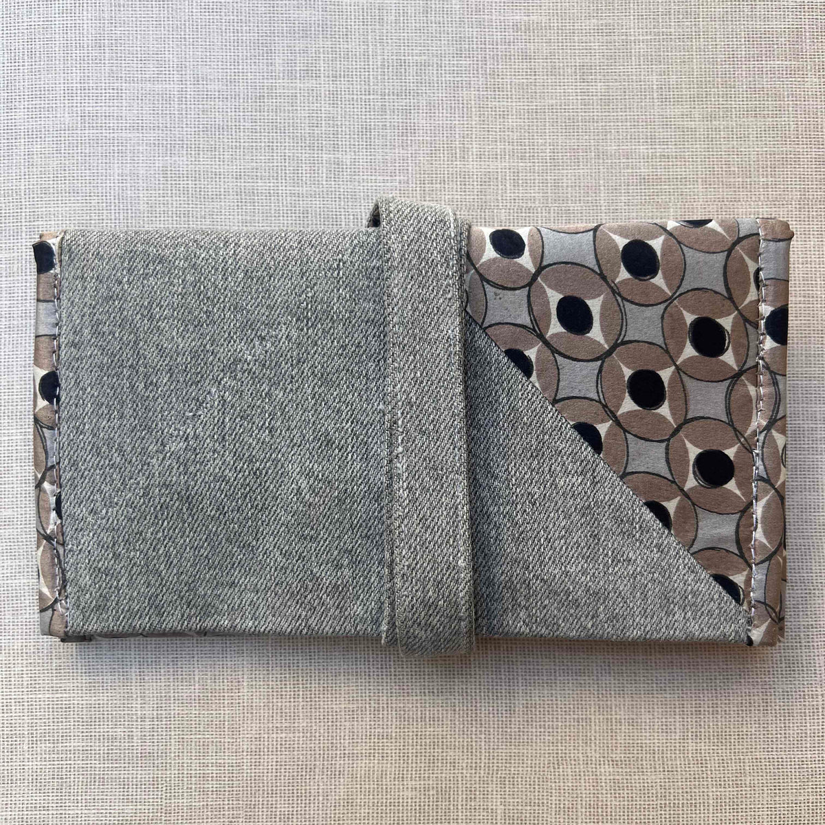 Denim & Retro Geometric Print Tobacco Pouch