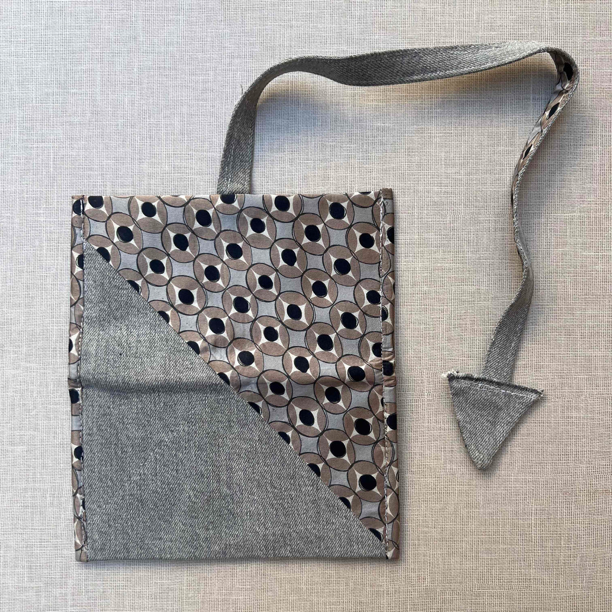Denim & Retro Geometric Print Tobacco Pouch