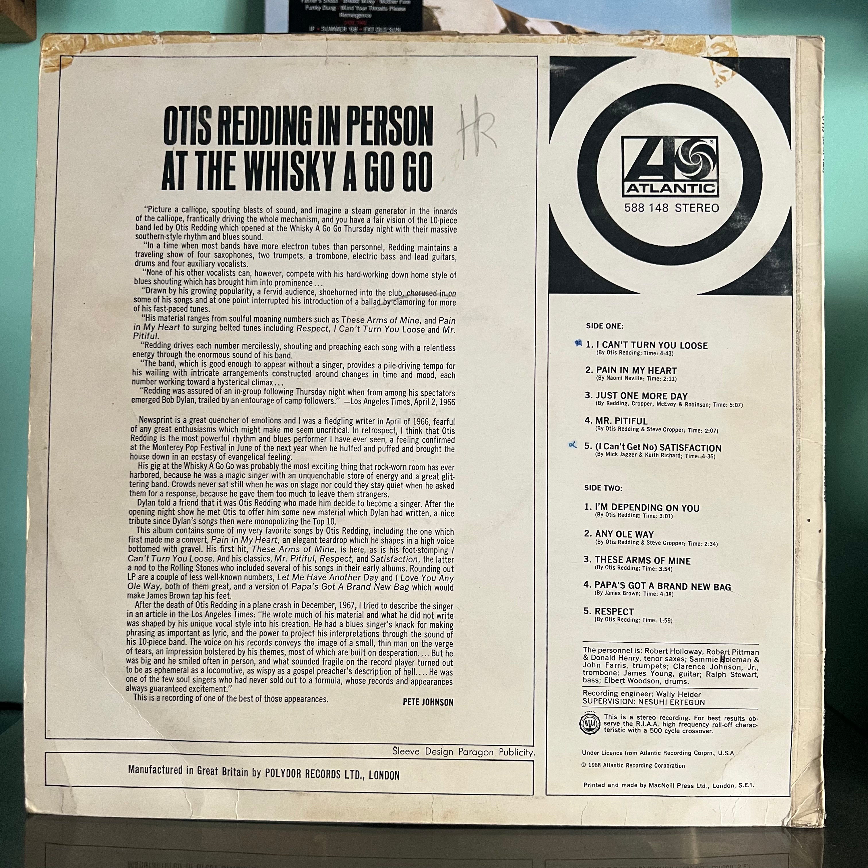 Otis Redding - At The Whisky A Go Go Los Angeles (First Press)