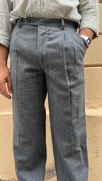 Grey Pleated Wool Pants