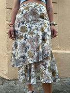 Floral Print High-Waisted Ruffle Skirt