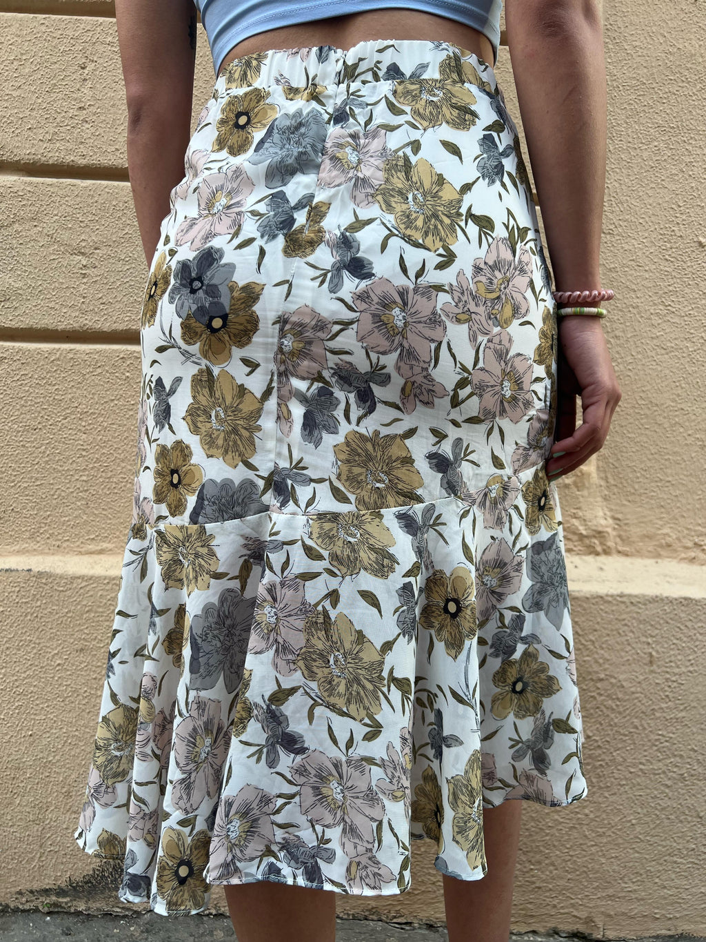 Floral Print High-Waisted Ruffle Skirt