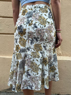 Floral Print High-Waisted Ruffle Skirt