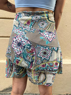 Bohemian Patchwork Ruffle Mini Skirt