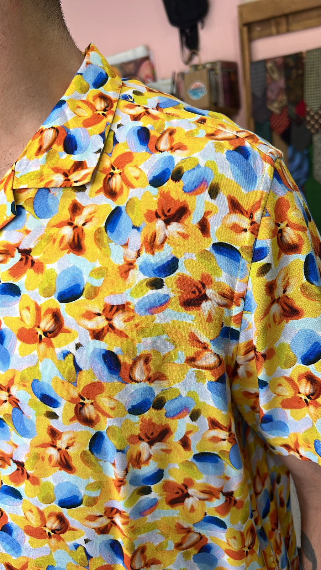 Yellow Abstract Floral Shirt