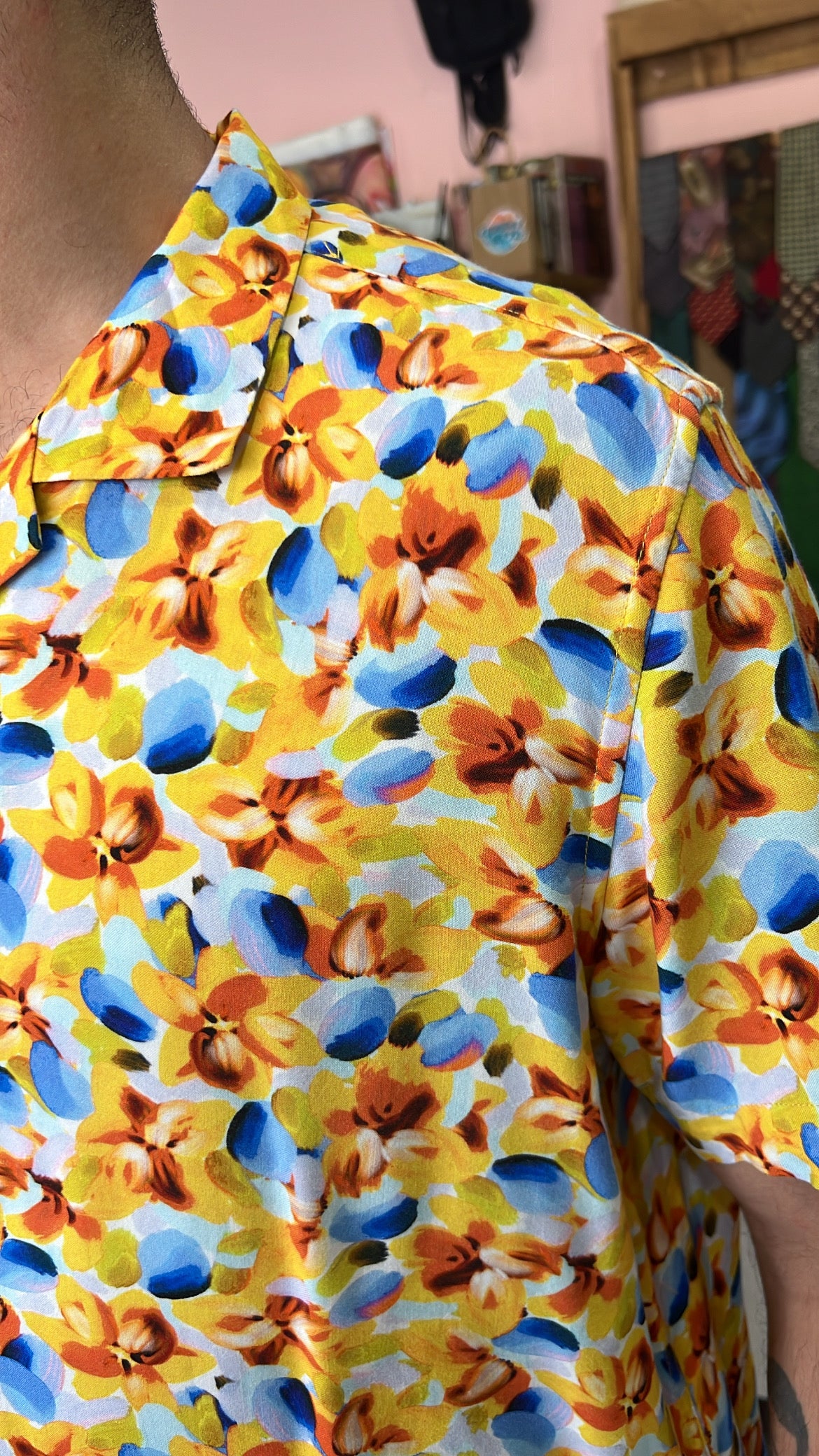 Yellow Abstract Floral Shirt
