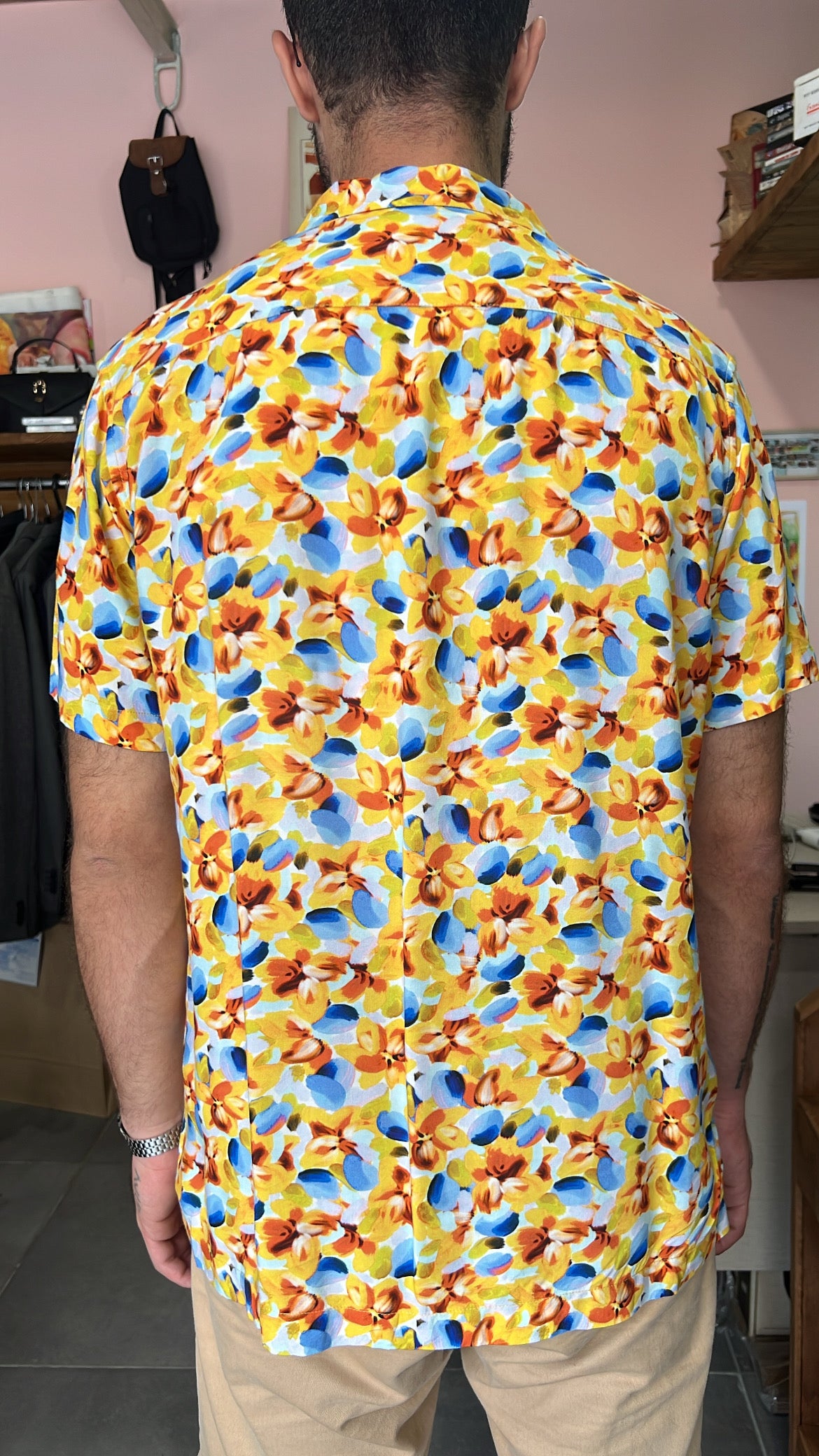 Yellow Abstract Floral Shirt