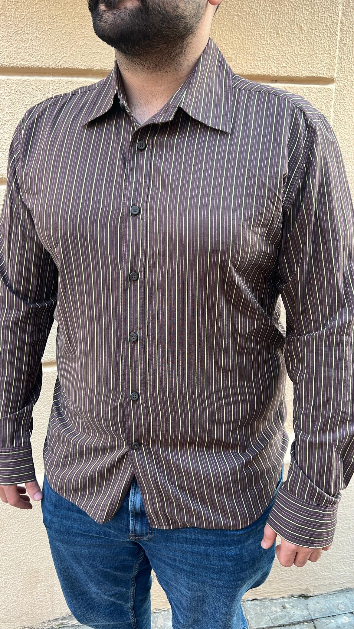 Brown Vintage Striped Shirt