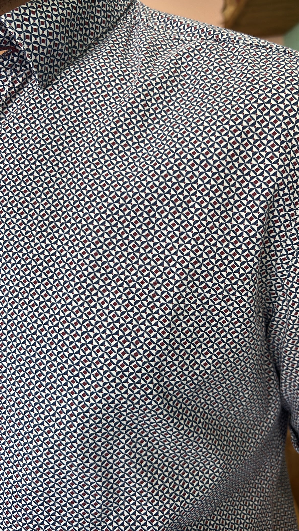 Dark Blue Geometric Print Shirt