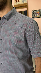 Dark Blue Geometric Print Shirt