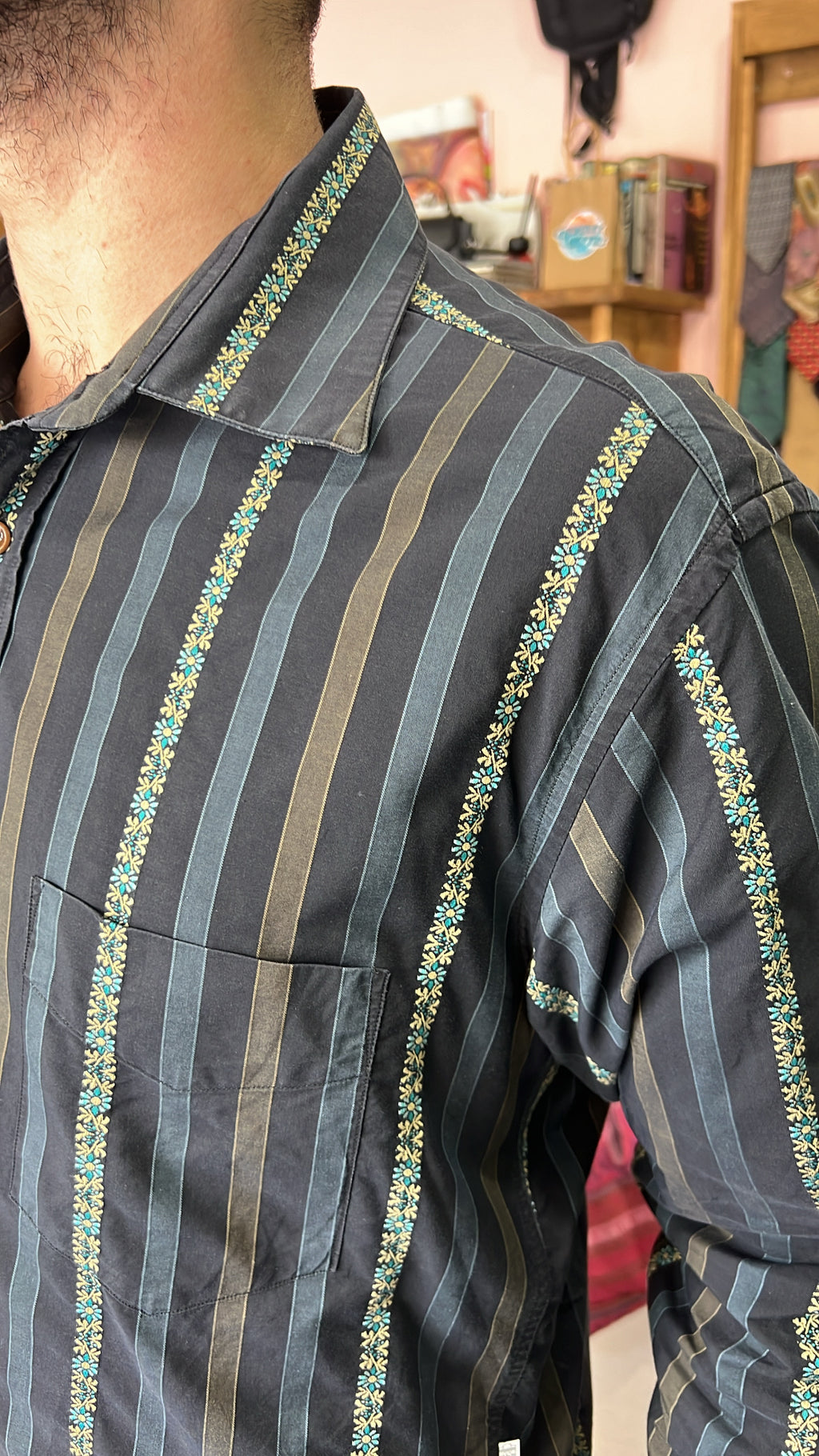 Striped Floral Print Shirt
