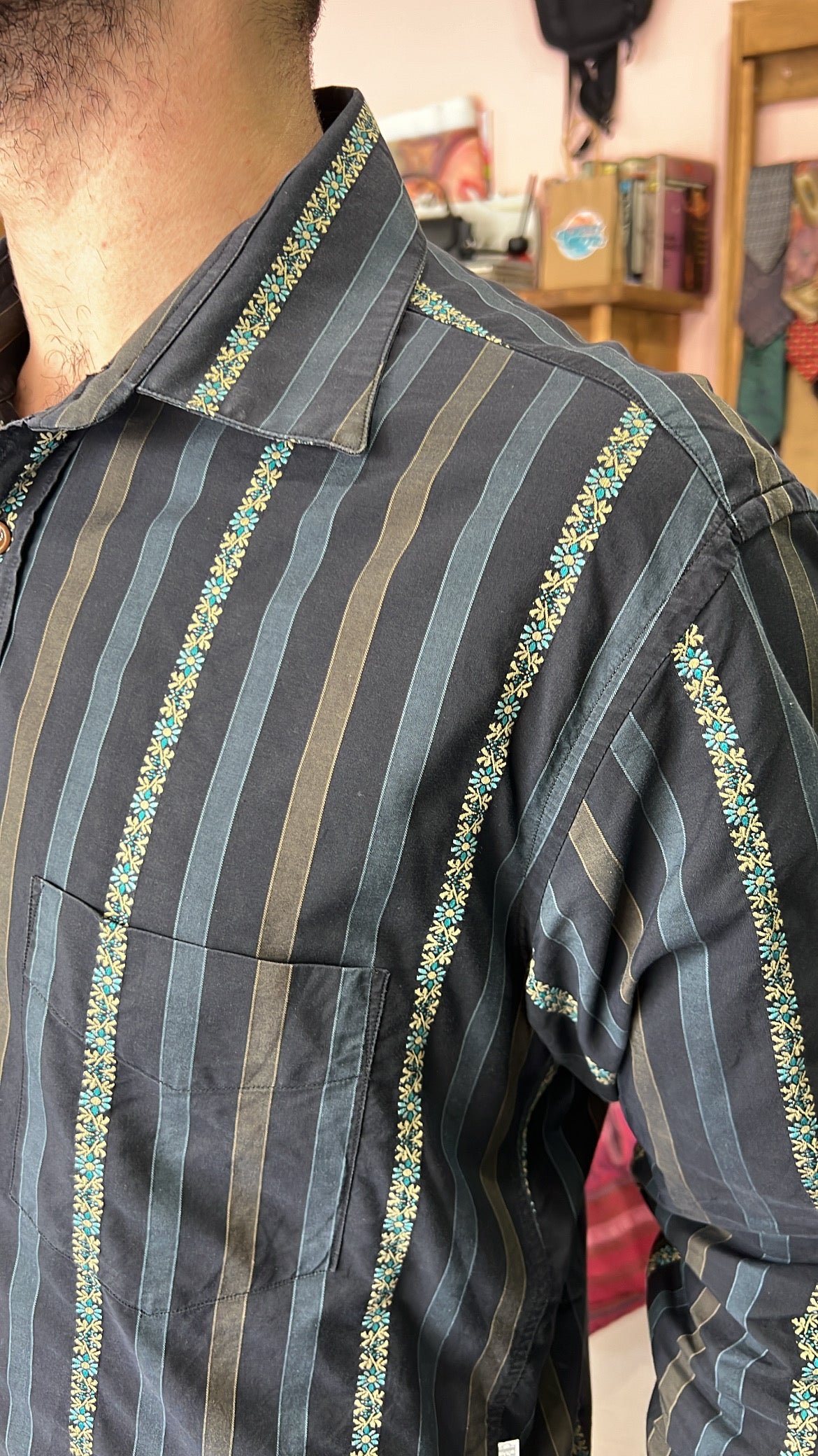 Striped Floral Print Shirt