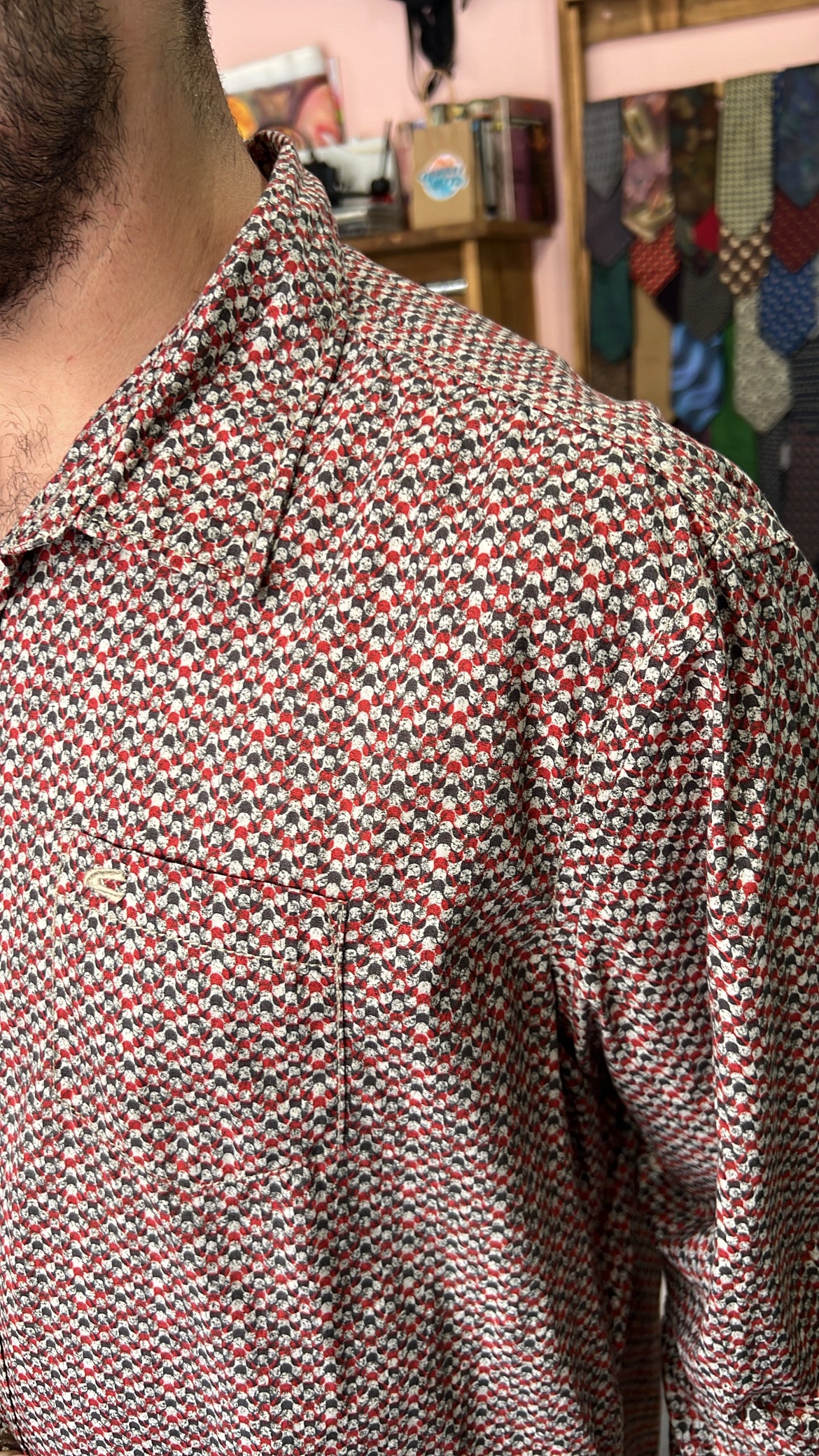Red & Gray Houndstooth Shirt