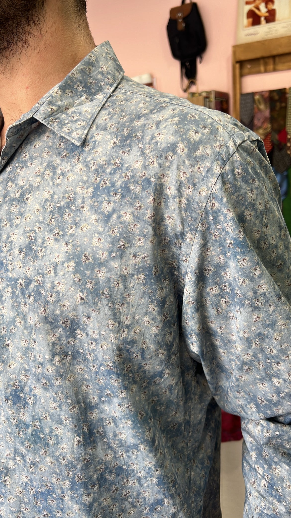 Dusty Blue Floral Print Shirt