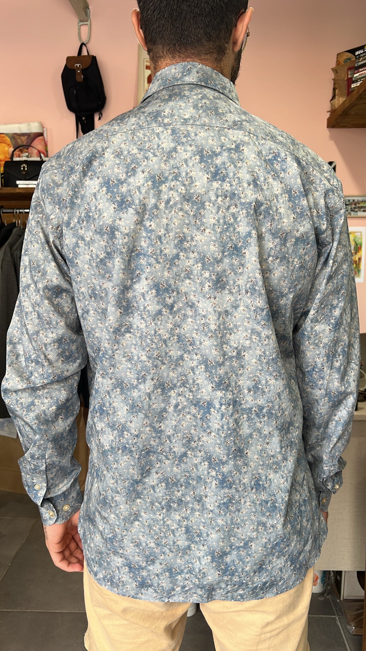Dusty Blue Floral Print Shirt