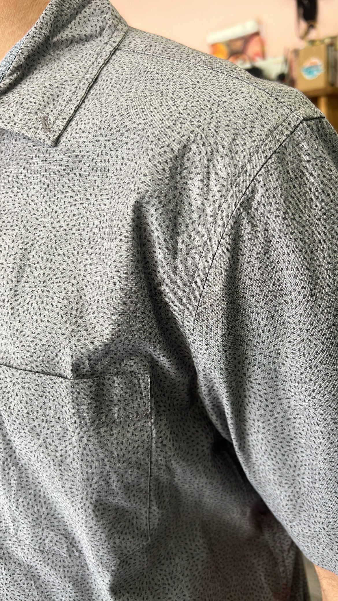Gray Dotted Print Shirt